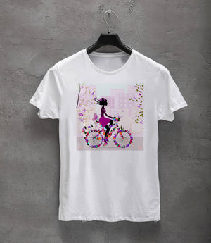 Donna in bicicletta t-shirt