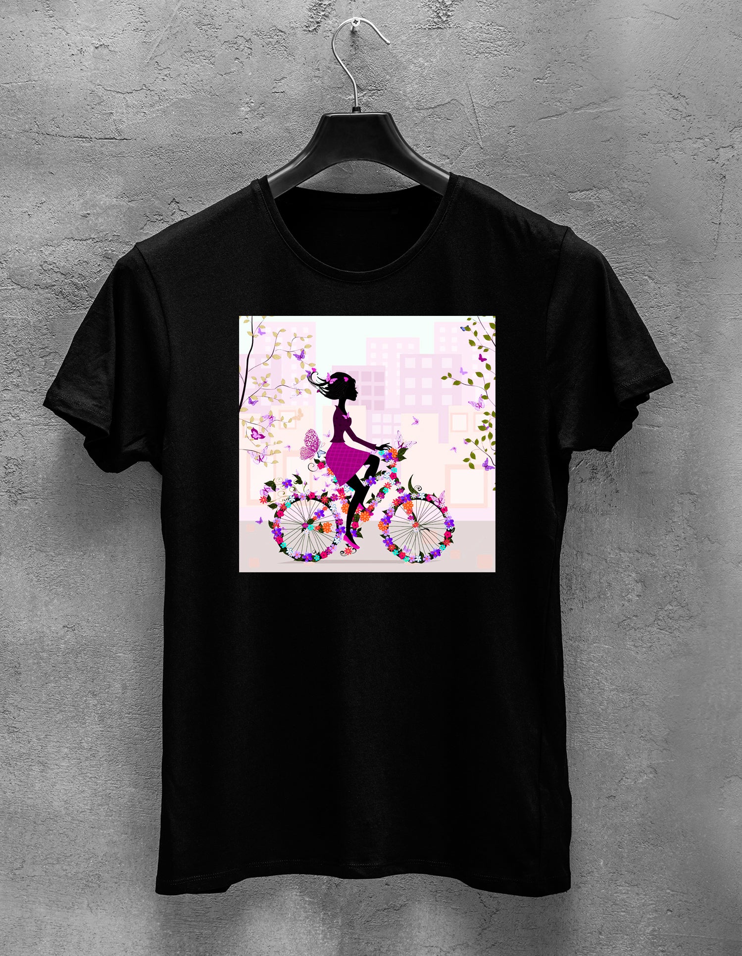 Donna in bicicletta t-shirt