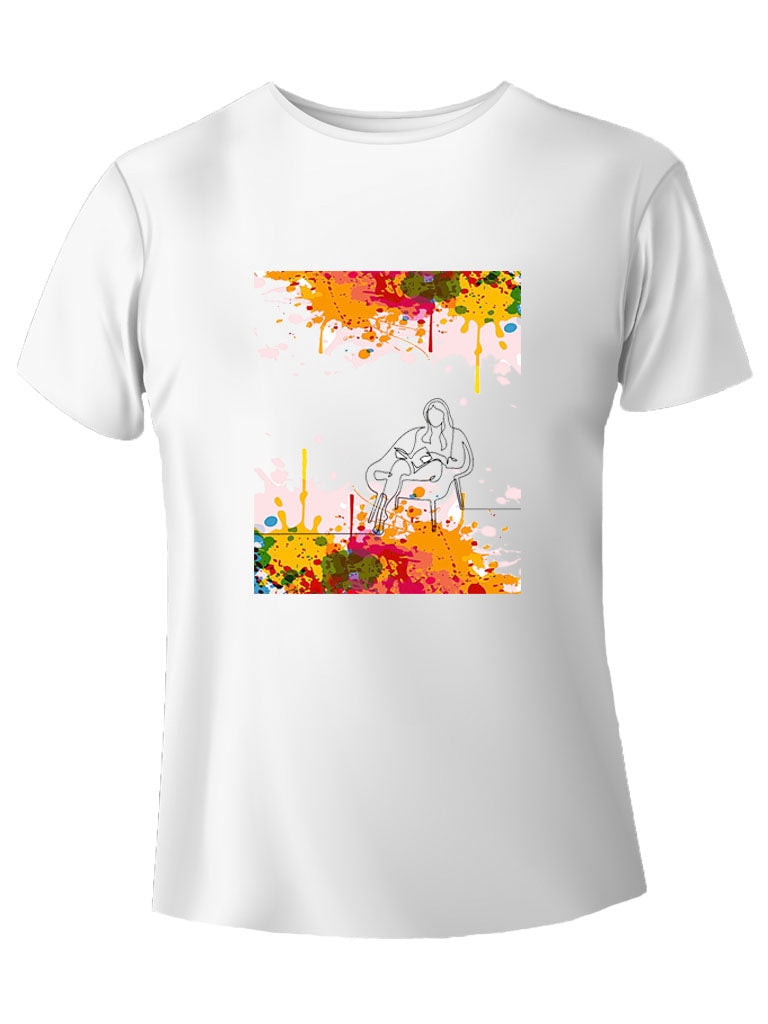 Watercolor donna che legge t-shirt